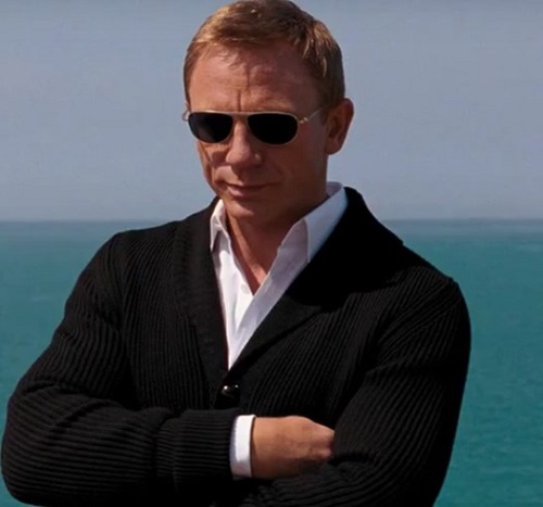 Daniel Craig James Bond Quantum of Solace black Shawl Collar Cardigan