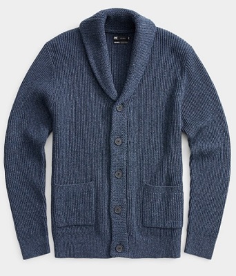 The Steve McQueen Blue Shawl Collar Cardigan - Iconic Alternatives