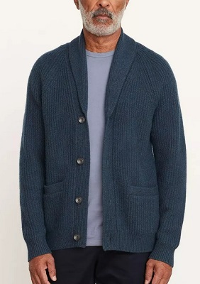 Whitby Shawl Collar Cardigan - Blue