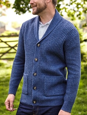 The Steve McQueen Blue Shawl Collar Cardigan - Iconic Alternatives