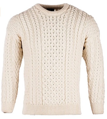 Aran Sweater Market Men's Cable Knit Crew Neck Sweater