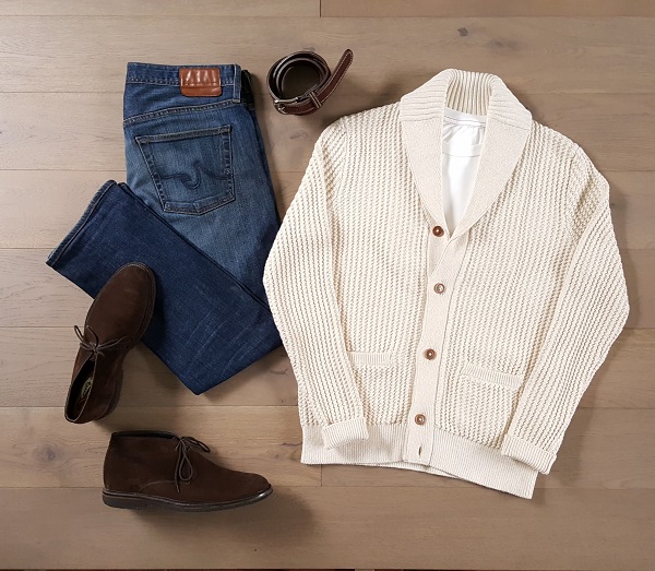 affordable alternatives Daniel Craig Ivory Shawl Collar Cardigan