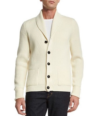 Tom Ford Ivory Shawl Collar Cardigan - Iconic Alternatives