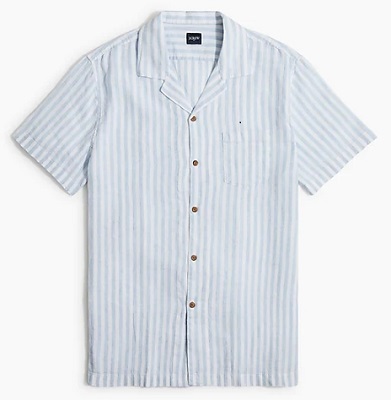 Lucky Brand Stripe Short Sleeve Linen & Cotton Button-Up Camp