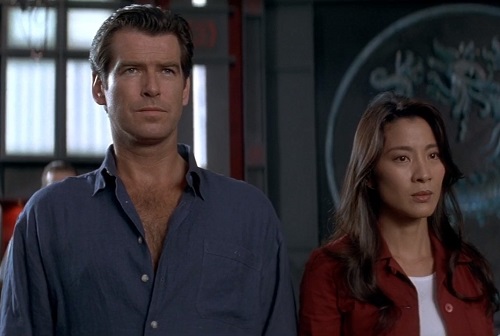 Pierce Brosnan James Bond Tomorrow Never Dies blue linen shirt