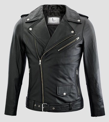 Mens double rider hot sale leather jacket