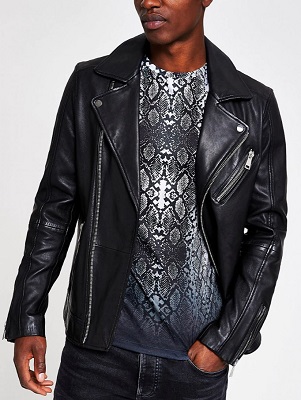 River Island Black Leather Double Rider Jacket