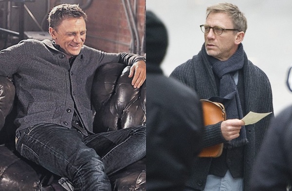 Daniel Craig grey shawl collar cardigan