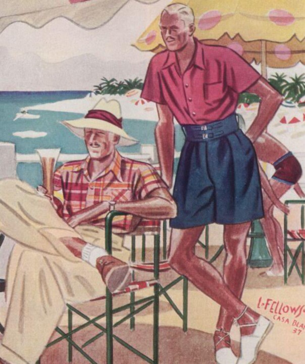 Laurence Fellows illustration 1930s men's shirt styles