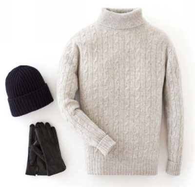 N.Peal 007 Cable Roll Neck Sweater in Fumo Grey