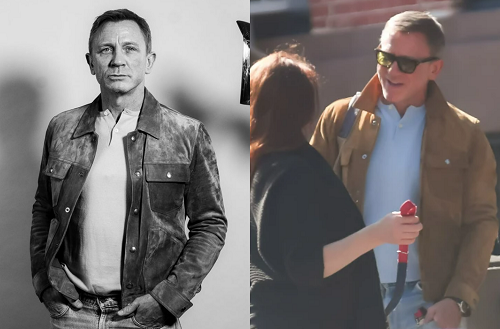 Daniel Craig Tom Ford Suede Trucker Jacket Anderson and Sheppard Henley