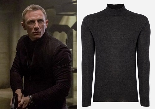 Daniel Craig James Bond SPECTRE mock neck sweater charcoal grey