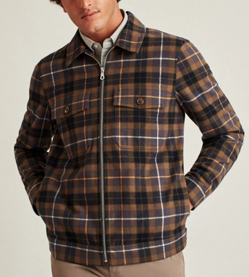 Ellis Wool Jacket | Navy Plaid and Corduroy