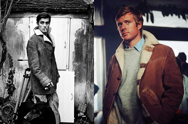 Alain Delon Robert Redford Shearling Ranch Coat style icons