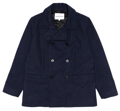 Mens navy pea hot sale coat wool