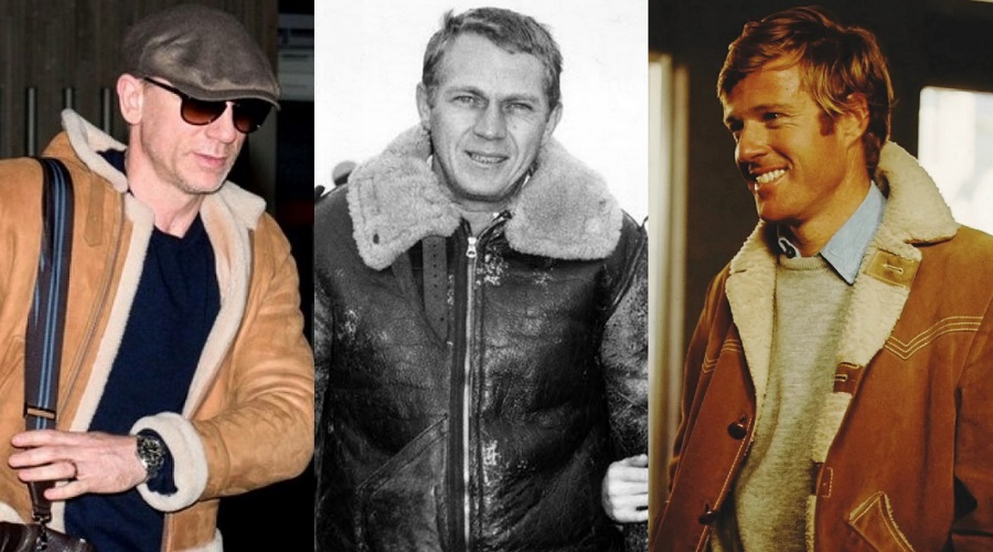 Men's Vintage Sheepskin Jacket Fur Lined Leather Jacket Shearling