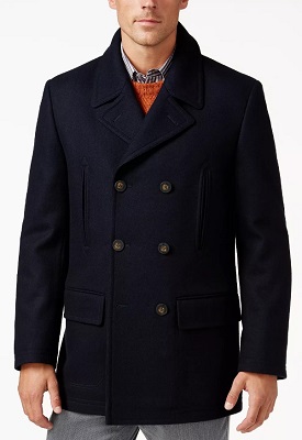 Egara dark navy modern fit wool peacoat best sale