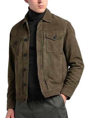 Ryan Reynolds Green Suede Trucker Jacket - Iconic Alternatives