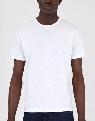 Man in plain white t outlet shirt