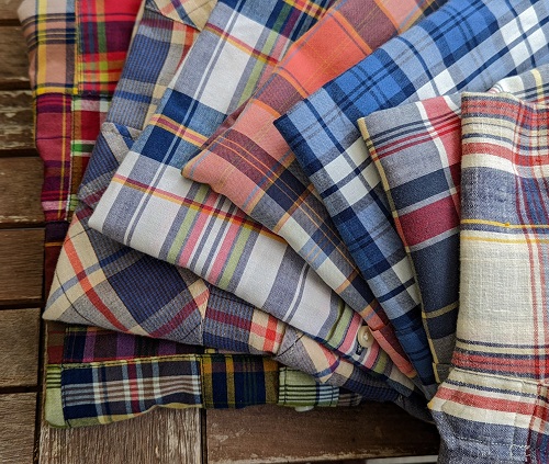 Preppy Patchwork Plaid - Madras cotton plaid fabric patches sewn together