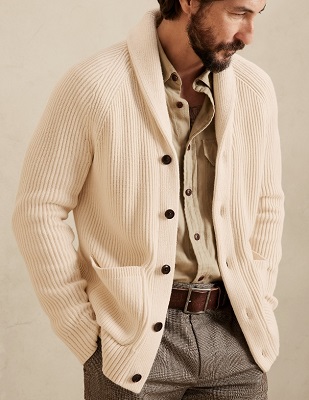 Daniel Craig Ivory Shawl Collar Cardigan - Iconic Alternatives