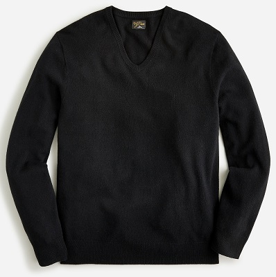 007 Deep V Neck Jumper Black