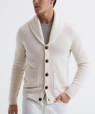 Daniel Craig Ivory Shawl Collar Cardigan - Iconic Alternatives