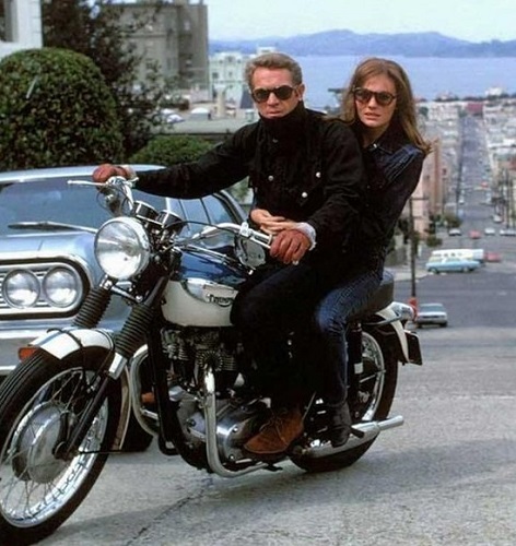 Steve McQueen Jacqueline Bisset Bullitt Motorcycle