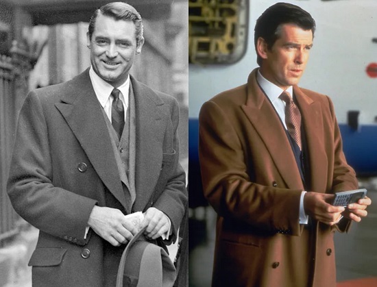 Cary Grant Pierce Brosnan James Bond classic men's overcoat