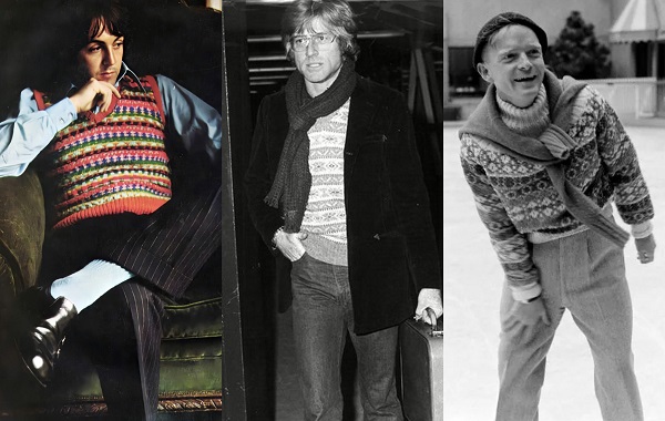 males celebrities wearing fair isle sweaters