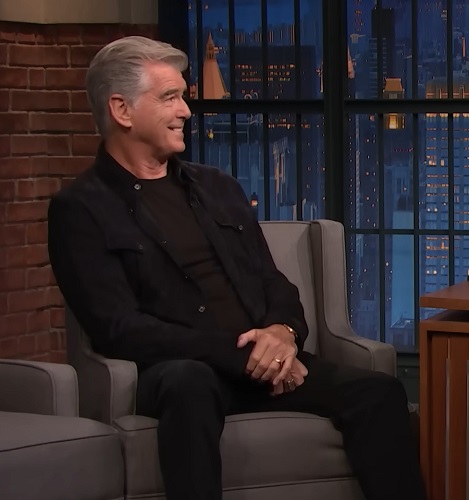 Pierce Brosnan style Late Night With Seth Meyers