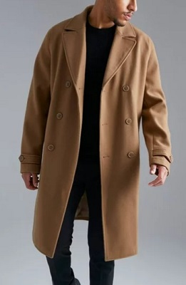 Boohooman overcoat hotsell in camel