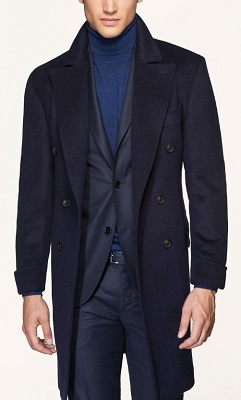 James Bond navy blue double breasted overcoat affordable alternative