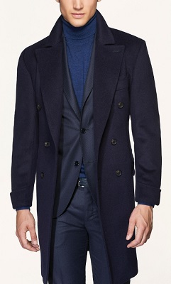 Men's Wool-Cashmere Milford Navy Pea Coat