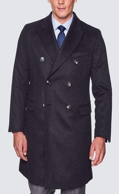 Wool and cashmere double-breasted overcoat