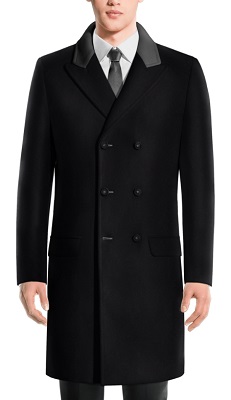 Wool and cashmere double-breasted overcoat