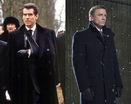 James Bond black double breasted overcoat