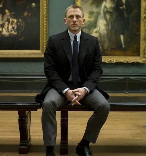 Daniel Craig James Bond Skyfall navy overcoat