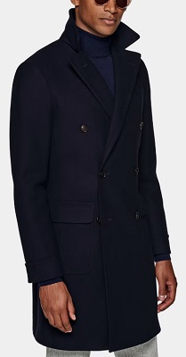 James Bond navy blue double breasted overcoat affordable alternative